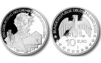 200e geboortedag Justus von Liebig 10 euro Duitsland 2003 UNC